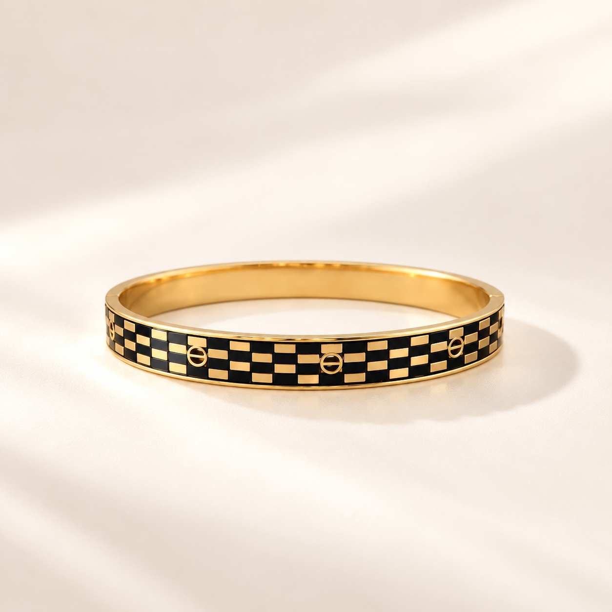 Stainless Steel Check Designed Bracelet